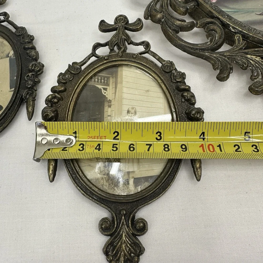 Lot 3 Cast Metal Brass Tone Art Nouveau Ornate Oval Wall Picture Frames Italy
